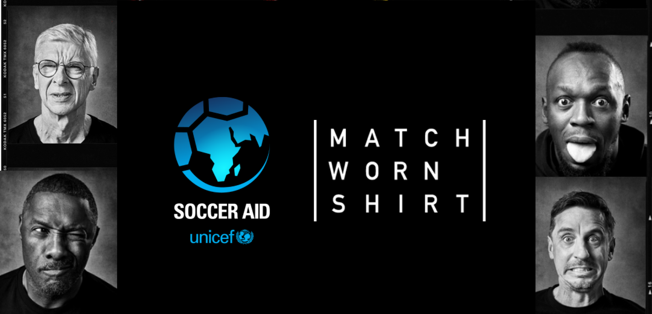 event banner for Faces of Soccer Aid By Andy Gotts