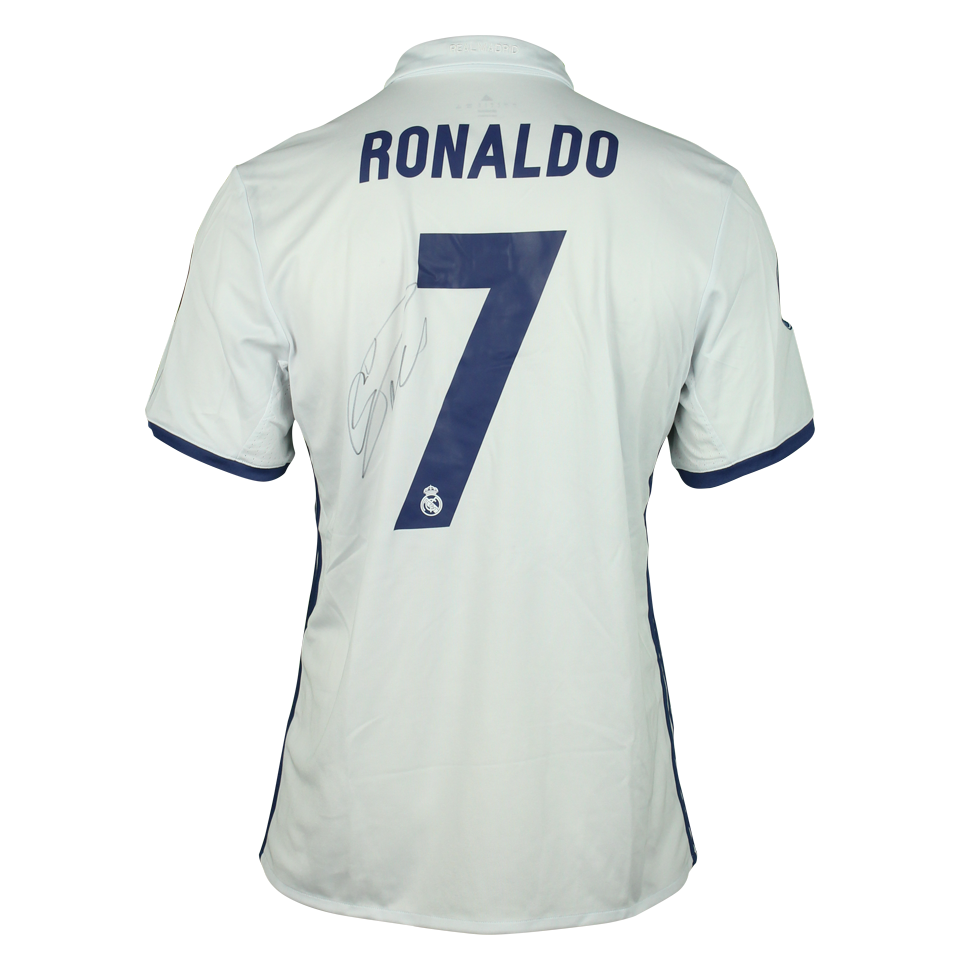 Foto firmada de Cristiano Ronaldo del Real Madrid enmarcada 