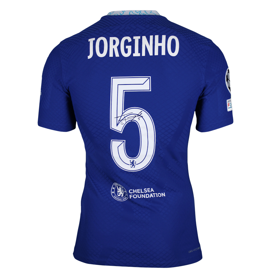 2021-22 Chelsea Player Issue Signed Home Shirt Jorginho #5 - As New - (M)
