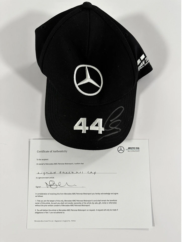 Mercedes F1 Team Baseball Cap - signed by Lewis Hamilton
