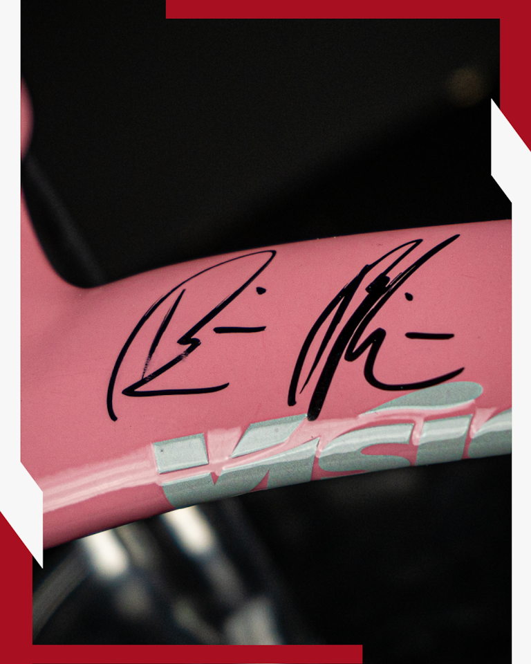 Mounted Special Edition Pink FSA Roglič Handlebars