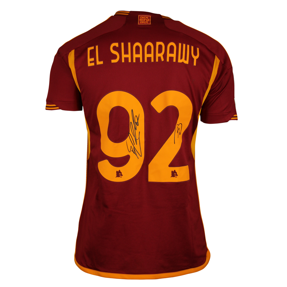 EL SHAARAWY 実使用サイン入りシャツ 92 ASローマ 2023-24 Roma Home Shirt El Shaarawy #92